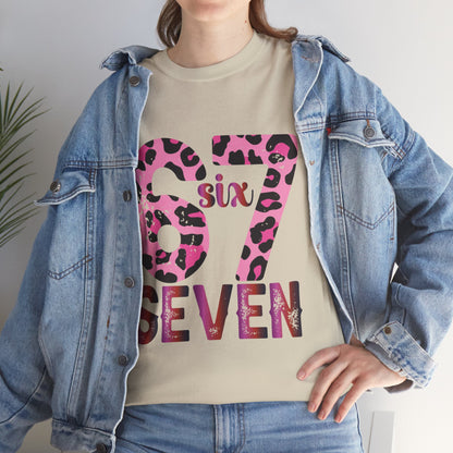 67 Seven Pink Leopard Print Tee — Birthday Number Shirt
