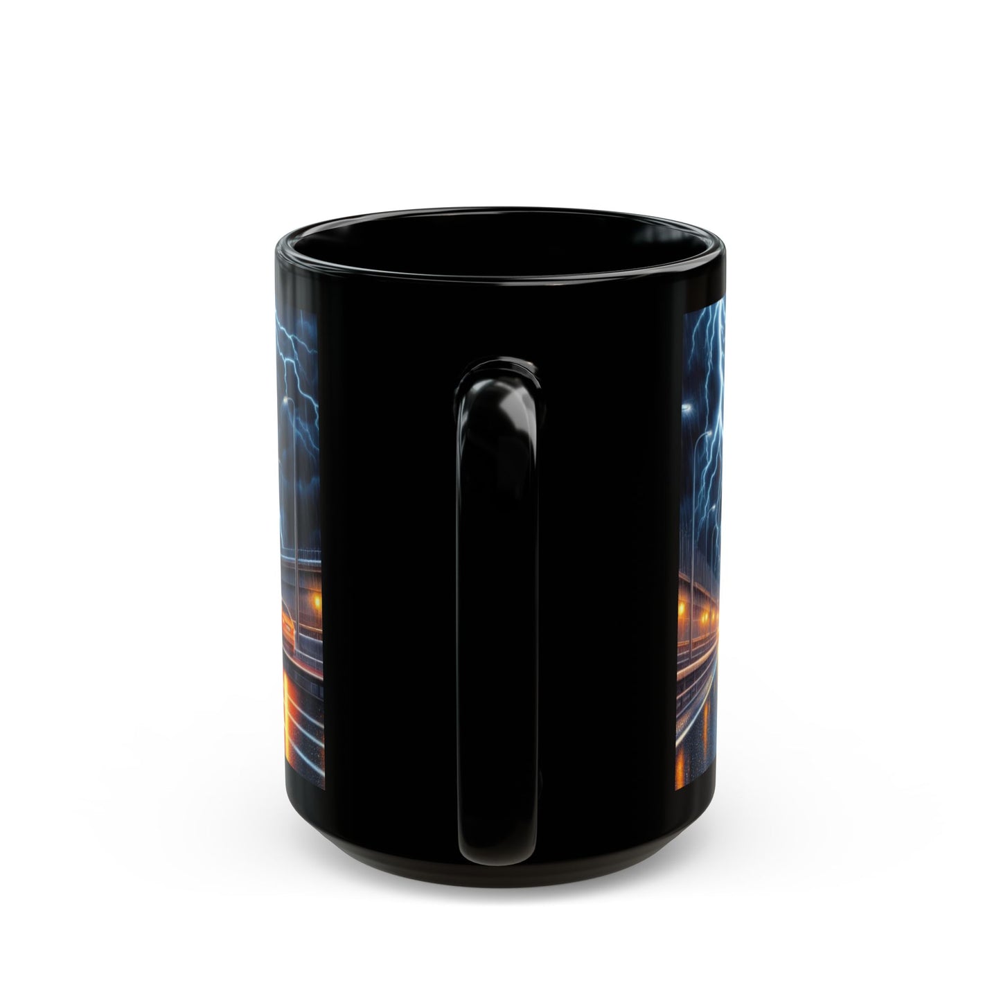 Biker Cat Riding Through Lightning mug - ceramic gift mug (11oz/15oz)