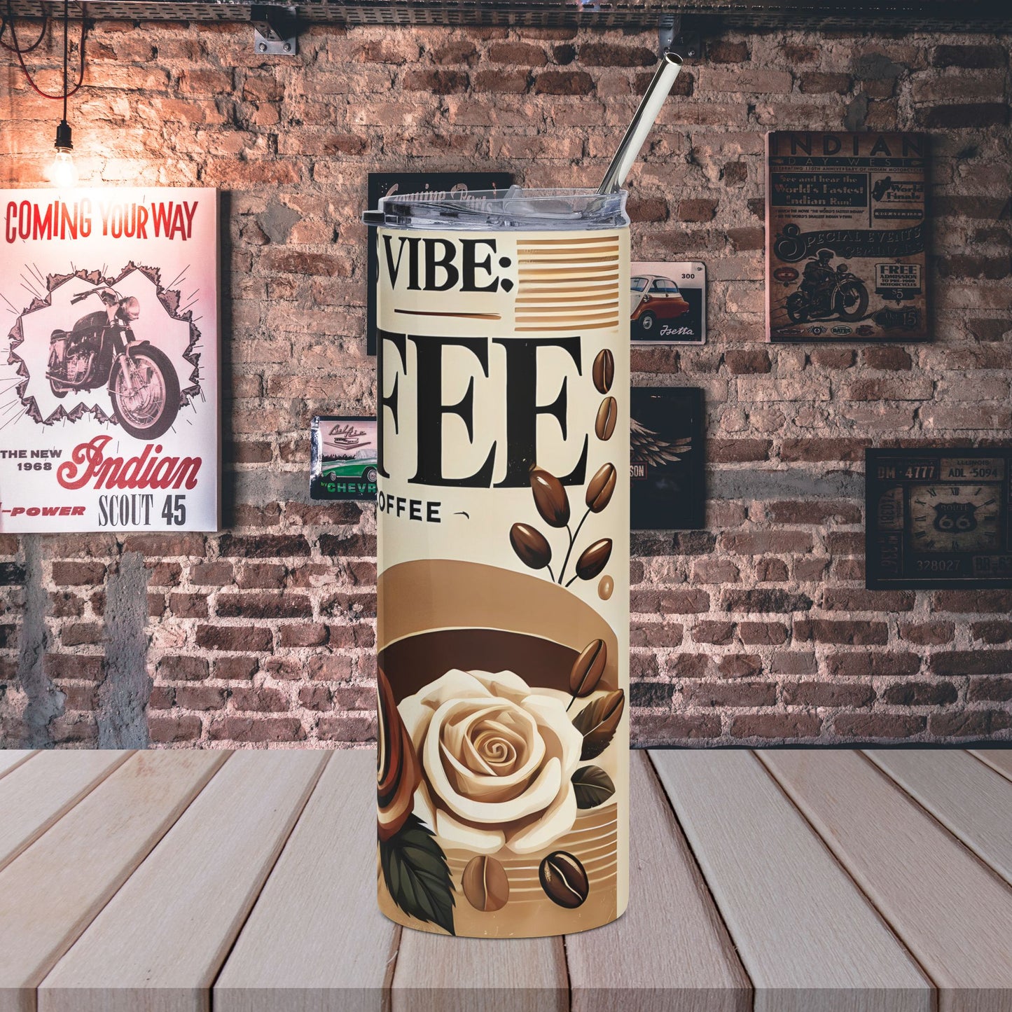 Today’s Vibe: Coffee – Lots of Coffee Tumbler | Neutral Floral Coffee Lover 20oz Stainless Steel Tumbler