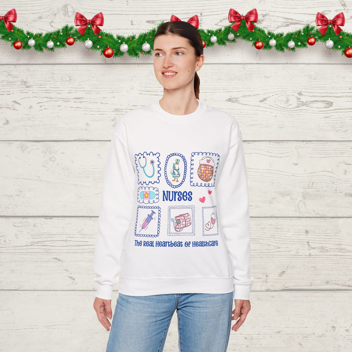 Nurses Heartbeat of Healthcare Sweatshirt – Cute Medical Worker Crewneck, Nurse Appreciation Gift, Healthcare Hero Pullover