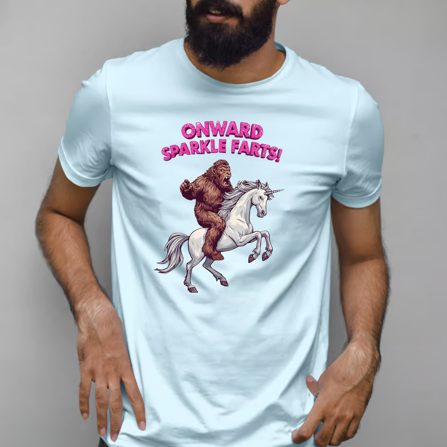 Onward Sparkle Farts Bigfoot Unicorn T-Shirt | Funny Graphic Tee | Gildan 5000