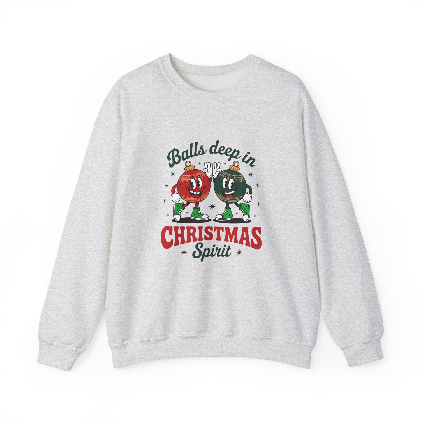 Christmas Golf Sweatshirt — “Balls Deep in Christmas Spirit” Holiday Crewneck