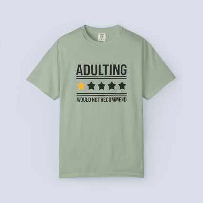 Adulting Would Not Recommend Funny 1-Star Review T-Shirt