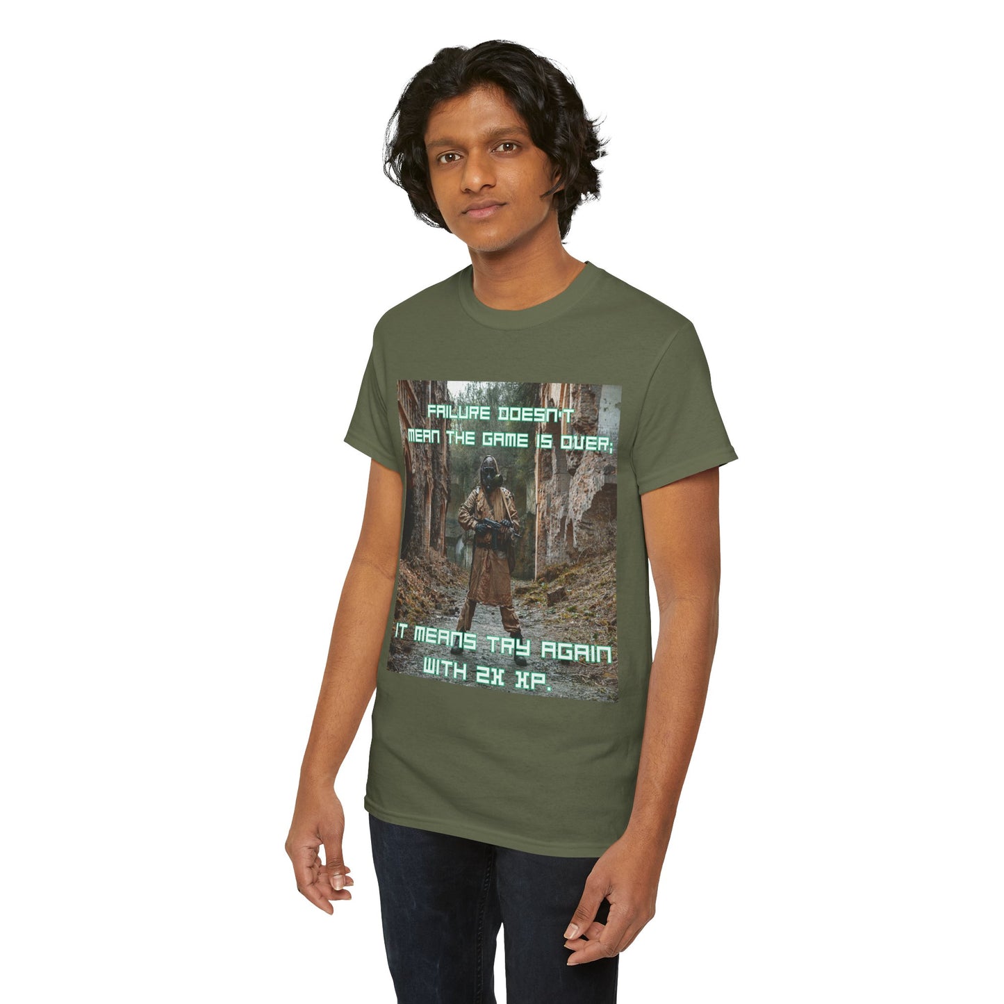 Gamer Motivational Tee - "Failure Doesn't Mean The Game Is Over" Retro RPG Graphic Shirt