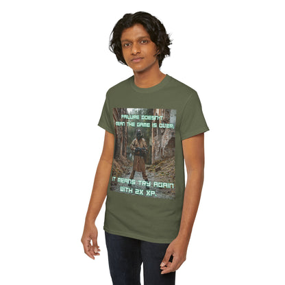 Gamer Motivational Tee - "Failure Doesn't Mean The Game Is Over" Retro RPG Graphic Shirt