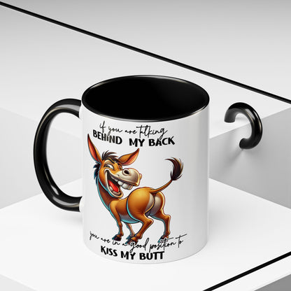 Funny Donkey 'Kiss My Butt' Accent Coffee Mug (11/15oz)