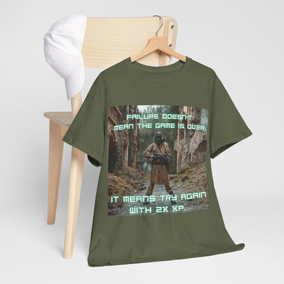 Gamer Motivational Tee - "Failure Doesn't Mean The Game Is Over" Retro RPG Graphic Shirt