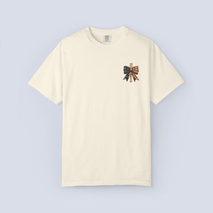 Patriotic God Bless America T-Shirt — Est. 1776 Flag Bow Tee