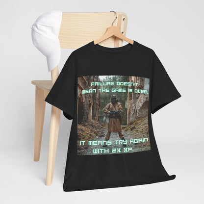 Gamer Motivational Tee - "Failure Doesn't Mean The Game Is Over" Retro RPG Graphic Shirt