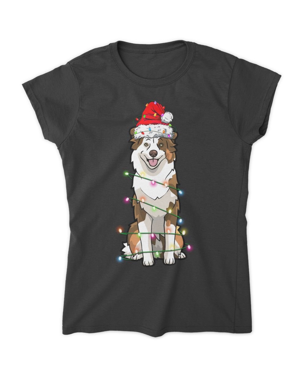 Australian Shepherd Christmas Tree Light Aussie Christmas Dog  Women's Standard T-Shirt