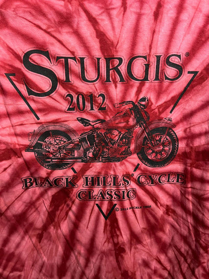 2012 Biker Black HIlls Sturgis Tie Dye T-shirt Bald Eagle L